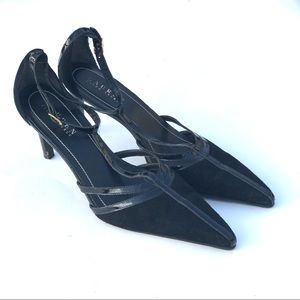 Ralph Lauren Ankle strap High Heels Suede Black 7M